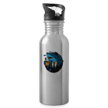 Cool business shark with beer. Funny and creative - Water bottle with straw - silver - Right