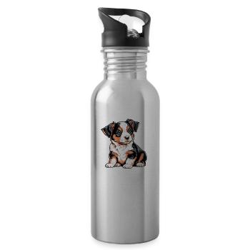 Cute puppy - Water bottle with straw - silver - Right