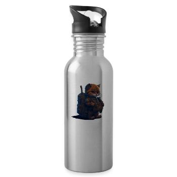 1. Klasse, Schulanfänger, Erstklässler - Trinkflasche mit integriertem Trinkhalm - Lightsilver - Rechts