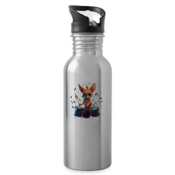 Chihuahua Drummer Music Animal Drums Dogs - Water bottle with straw - silver - Right