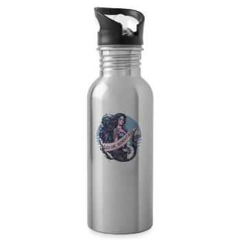 Mermaid Ocean Beach Retro Strong Naturally Beauty - Water bottle with straw - silver - Right