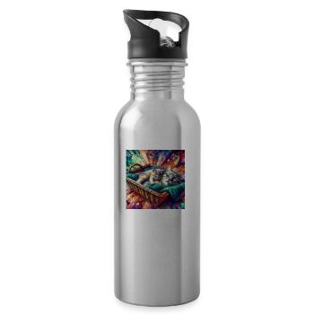 cat basket of contentment - Water bottle with straw - silver - Right
