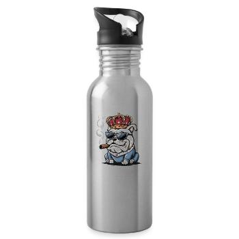 Cooler Hund - Trinkflasche mit integriertem Trinkhalm - Lightsilver - Rechts