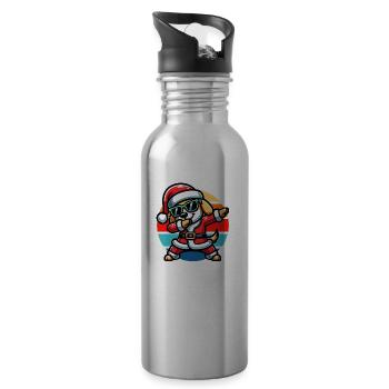 Dabbing Hund Vintage Sunset - Trinkflasche mit integriertem Trinkhalm - Lightsilver - Rechts
