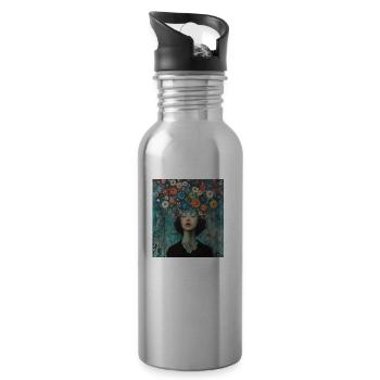 Bewusstsein für psychische Gesundheit - Trinkflasche mit integriertem Trinkhalm - Lightsilver - Rechts