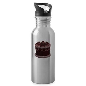 3D-Kirsch-Vintage-Kuchen - Trinkflasche mit integriertem Trinkhalm - Lightsilver - Rechts