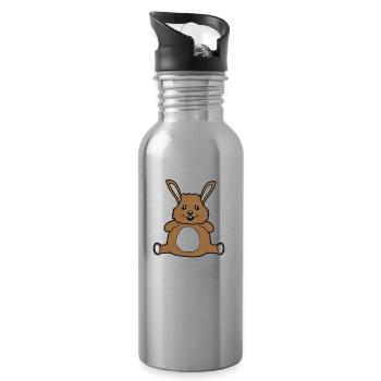 Lapin Potelé Gras Gras Rond En Surpoids Affamé - Gourde avec paille intégrée - argent clair - Droite
