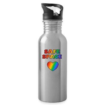 LGBT Safe Space Regenbogenherz - Trinkflasche mit integriertem Trinkhalm - Lightsilver - Rechts