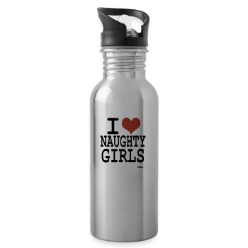 i love naughty girls by wam - Gourde avec paille intégrée - argent clair - Droite