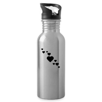 herzen - Trinkflasche mit integriertem Trinkhalm - Lightsilver - Rechts