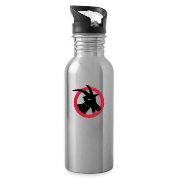 Achtung Ziegen - Trinkflasche mit integriertem Trinkhalm - Lightsilver - Rechts