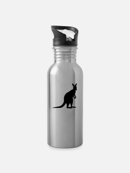 kangaroo animal - Water bottle with straw - silver