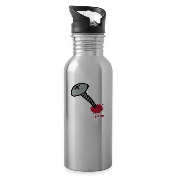 wunde_3c - Water bottle with straw - silver - Right