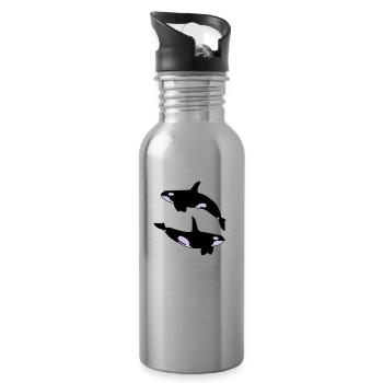2 Schwertwale - Water bottle with straw - silver - Right