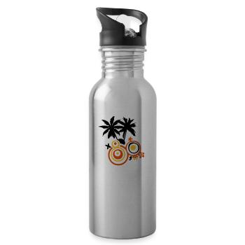 Palm Sommer für Surfer - Trinkflasche mit integriertem Trinkhalm - Lightsilver - Rechts