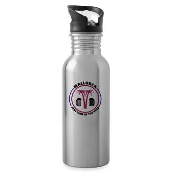 Mallorca Bierkrug Palme Feiern Party Geschenk - Trinkflasche mit integriertem Trinkhalm - Lightsilver - Rechts