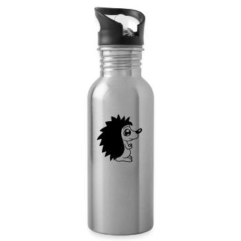 suesser kleiner niedlicher igel herbst winter stac - Trinkflasche mit integriertem Trinkhalm - Lightsilver - Rechts