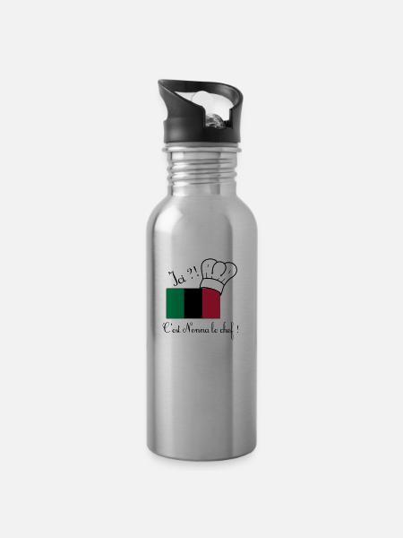 Nonna le chef - Gourde avec paille intégrée - argent clair