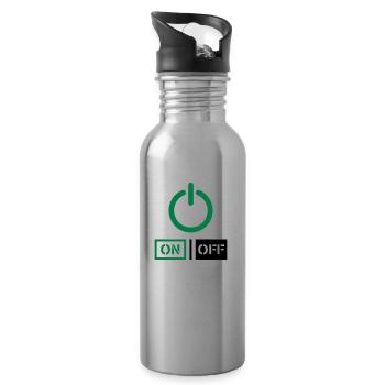 On Off Power Schalter Design - Trinkflasche mit integriertem Trinkhalm - Lightsilver - Rechts