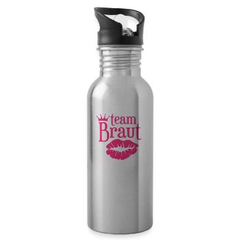 Team Braut - Junggesellinnenabschied - Trinkflasche mit integriertem Trinkhalm - Lightsilver - Rechts