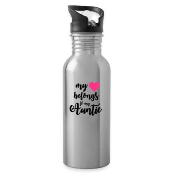My heart belongs to my Auntie - Water bottle with straw - silver - Right