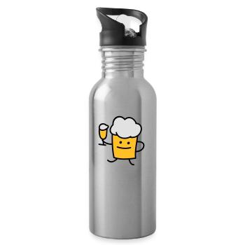 Beer with beer - Gourde avec paille intégrée - argent clair - Droite