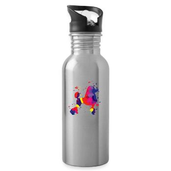 Watercolor poodle dog simple rainbow - Trinkflasche mit integriertem Trinkhalm - Lightsilver - Rechts