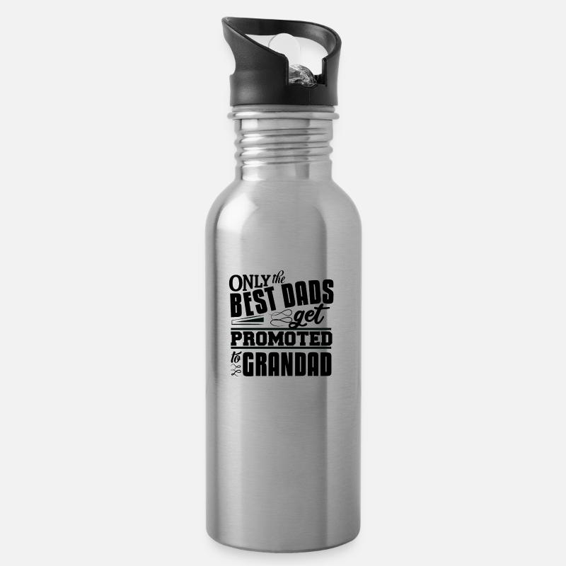 GRANDAD BLACK - Water bottle with straw - silver