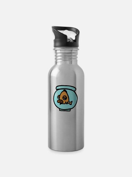 Gelangweilter Fisch - Trinkflasche mit integriertem Trinkhalm - Lightsilver
