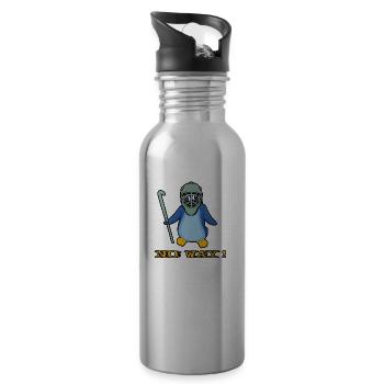 hockey feldhockey torwart no way hockeytormann - Trinkflasche mit integriertem Trinkhalm - Lightsilver - Rechts