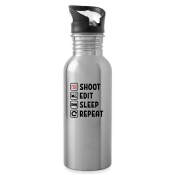 Shoot Edit Sleep Repeat - Trinkflasche mit integriertem Trinkhalm - Lightsilver - Rechts