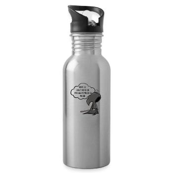 Beruflich wollte ich schon immer was mit Menschen - Trinkflasche mit integriertem Trinkhalm - Lightsilver - Rechts