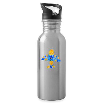 Mriya. EINE 225. Petrykivka Malerei. Ukrainische Kunst. - Trinkflasche mit integriertem Trinkhalm - Lightsilver - Rechts