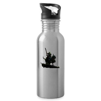 Komische Kreatur mit Krieger - Trinkflasche mit integriertem Trinkhalm - Lightsilver - Rechts