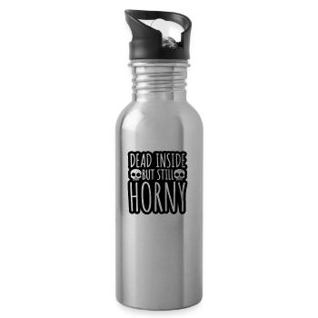 dead inside but horny - Trinkflasche mit integriertem Trinkhalm - Lightsilver - Rechts