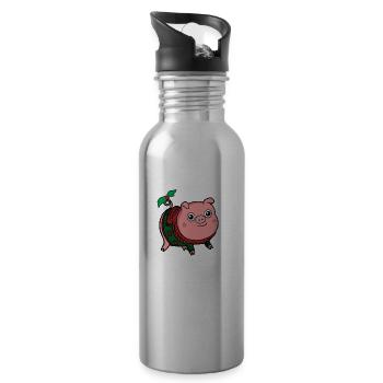 Christmas pig cute winter sweater - Water bottle with straw - silver - Right