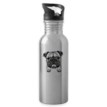 Bulldog Français Chien Anglais 8 - Gourde avec paille intégrée - argent clair - Droite