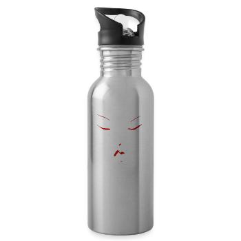 juste un visage féminin rouge - Gourde avec paille intégrée - argent clair - Droite