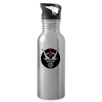 Dämonisches Monster (3. Horn personalisierbar) - Trinkflasche mit integriertem Trinkhalm - Lightsilver - Rechts