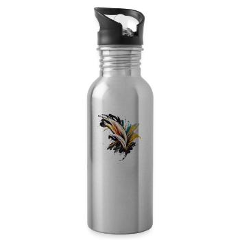 The Art of Modern Brushstrokes - Water bottle with straw - silver - Right