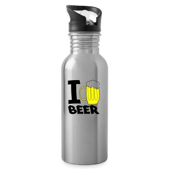 i love beer - Trinkflasche mit integriertem Trinkhalm - Lightsilver - Rechts