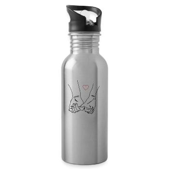 Hands Love - Water bottle with straw - silver - Right