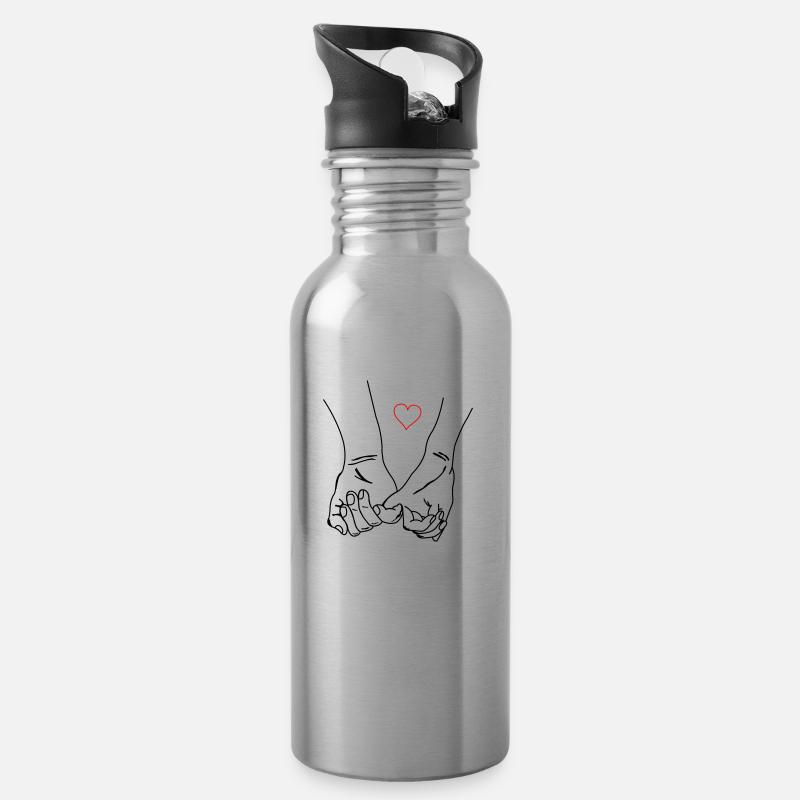 hände liebe - Trinkflasche mit integriertem Trinkhalm - Lightsilver
