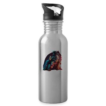 Feuerwehrmann genießt ein Bier im Feuer - Trinkflasche mit integriertem Trinkhalm - Lightsilver - Rechts