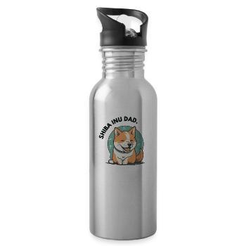 Père d'un Shiba Inu - Gourde avec paille intégrée - argent clair - Droite