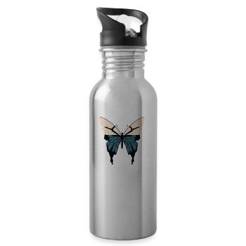 Minimalistischer Schmetterling Einfacher Schmetterling Minimalistisch - Trinkflasche mit integriertem Trinkhalm - Lightsilver - Rechts