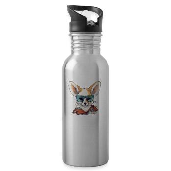 Romi the fennec - Water bottle with straw - silver - Right