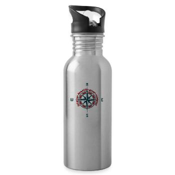 Lass dein Herz dein Kompass sein. - Trinkflasche mit integriertem Trinkhalm - Lightsilver - Rechts