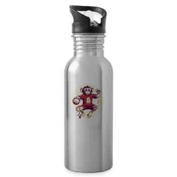 Zozo the monkey in handball - Water bottle with straw - silver - Right