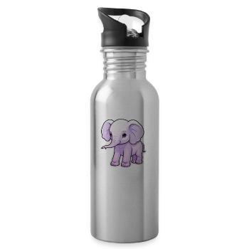 Baby Elefant Kawaii - Trinkflasche mit integriertem Trinkhalm - Lightsilver - Rechts